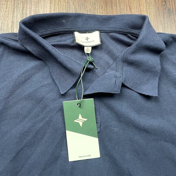 NEW Tuckernuck Top Women's L Navy Blue Polo Shirt Elastic Waist Short Sleeves - Picture 3 of 7